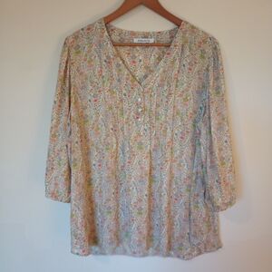 Rose & Olive Floral V-Neck Blouse Size 2x